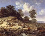 Jan Wijnants A Track by a Dune,with Peasants and a Horseman oil painting on canvas